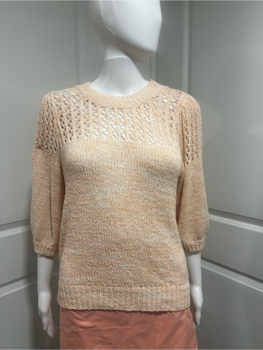 Joie Peach-Cream Una Open Knit Sweater